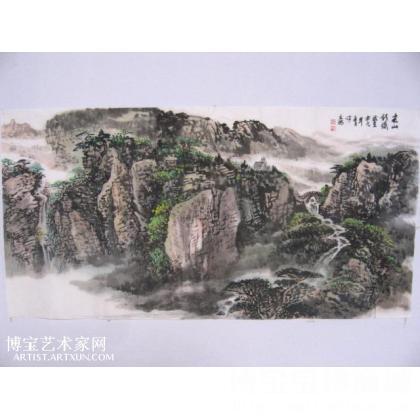 春山新绿 山水画 贺文瑞作品 类别: 国画山水作品